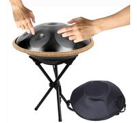 Handpan Drum 432Hz 440Hz Tambour à main en Ré Mineur 56cm tambour handpan 9/10/12 Notes Instruments de Percussion pour Méditation Yoga Thérapie par Le Son(Noir,432Hz/9Notes)