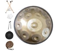 Handpan Drum 440/432Hz 12/10/9 Notes 22 pouces sculpter tambour à main doré D mineur langue en acier débutant Instrument de Percussion(440Hz(10 notes))