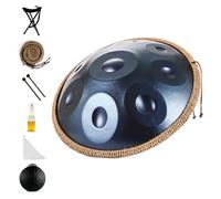 Handpan Drum 440 Hz 9/10/12 Notes Tambour À Main en Acier 22 Pouces avec Support, Sac De Transport, Mailloches, pour La Percussion Harmonique, GuéRison du Son(Blue,10 Notes)