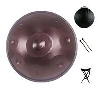 Handpan Drum 56 Cm, 440 Hz, 10 Notes, Tambour À Main Pour Adultes, Pour Musicothérapie, Instrument De Percussion En Acier, Avec Sac De Transport, Support, 2 Baguettes Et Chiffon(Violet)