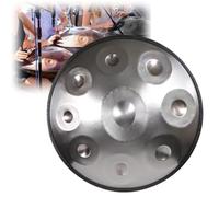 Handpan Drum 9/10/12 Notes 22 Pouces, Hand pan Instrument Handpan Music D mineur 432Hz/440Hz support drum handpan pour Méditation Yoga Thérapie par Le Son(Silver,9 Notes/440Hz)