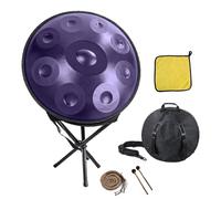 Handpan Drum 9 Notes 432Hz Ré Mineur, Tambour en Acier de 22 Pouces pour Yoga et Méditation, Inclus Housse Rembourrée, Support Pliable et Maillets(Deep purple,440HZ/12Note)