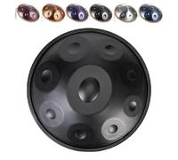 Handpan Drum Adulte Tambour À Main en Acier 9/10/12 Notes 56cm 440Hz 432Hz Hand Pan Music, Créateur de Sons Éthérés HandPan, Instrument pour Débutants(Noir,440 Hz/10 notes)