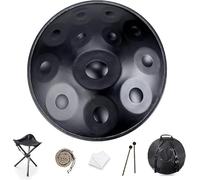 Handpan Drum D mineur 9/10/12 tons 22 pouces handpan en acier Percussion harmonique - guérison sonore, méditation(Black,E 10 TöNe)