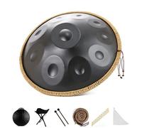 Handpan Drum D Minor 10 Notes Handpan Drum 22 pouces Handpans Drum 432HZ Handpans Drum for débutants, professionnels et musicothérapeutes Méditation personnelle Guérison sonore(Black)
