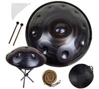Handpan Drum D Minor 9/10/12 Notes 432Hz/440Hz Tambour à Main en Acier Instrument de Percussion avec Sac à Dos et Trépied et Mailloches, Steel Hand Pan Drum(Blue,440HZ/10Note)