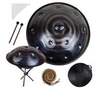 Handpan Drum D Minor 9/10/12 Notes 432Hz/440Hz Tambour à Main en Acier Instrument de Percussion avec Sac à Dos et Trépied et Mailloches, Steel Hand Pan Drum(Blue,432HZ/12Note)