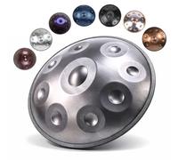 Handpan Drum D Minor Steel Handpan Instrument with 9 10 12 Notes Tuned 432Hz 440Hz for Adults Meditation Yoga Music Practice Sound Healing and Percussion Learning(Silver,440HZ/10 Note)