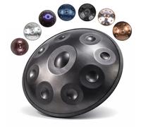 Handpan Drum D Minor Steel Handpan Instrument with 9 10 12 Notes Tuned 432Hz 440Hz for Adults Meditation Yoga Music Practice Sound Healing and Percussion Learning(Noir,432HZ/10 Note)