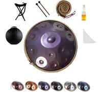 Handpan Drum en acier 432 Hz/440 Hz, /10/12 Notes Instrument De Percussion De 55cm avec Trépied, Handpan pour La Méditation, Le Yoga Et La Guérison Sonore(Dark purple,432HZ/12Note)