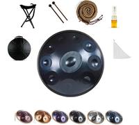 Handpan Drum en acier 432 Hz/440 Hz, /10/12 Notes Instrument De Percussion De 55cm avec Trépied, Handpan pour La Méditation, Le Yoga Et La Guérison Sonore(Blue,440HZ/10Note)