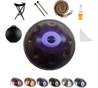 Handpan Drum en acier 432 Hz/440 Hz, /10/12 Notes Instrument De Percussion De 55cm avec Trépied, Handpan pour La Méditation, Le Yoga Et La Guérison Sonore(Dark purple,440HZ/9Note)