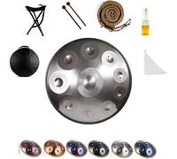 Handpan Drum en acier 432 Hz/440 Hz, /10/12 Notes Instrument De Percussion De 55cm avec Trépied, Handpan pour La Méditation, Le Yoga Et La Guérison Sonore(Silver,432HZ/10Note)