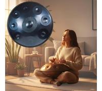 Handpan Drum for Adults D Minor Steel Handpan Instrument with 9 10 12 Notes Tuned 432Hz 440Hz for Meditation Yoga Sound Healing Music Learning and Mindfulness Practice(Bleu,440HZ/9 Note)