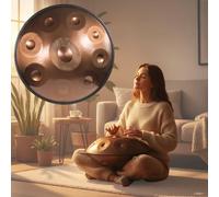 Handpan Drum for Adults D Minor Steel Handpan Instrument with 9 10 12 Notes Tuned 432Hz 440Hz for Meditation Yoga Sound Healing Music Learning and Mindfulness Practice(Or,432HZ/9 Note)