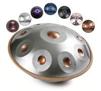 Handpan Drum for Adults D Minor Steel Handpan with 9 10 12 Notes Tuned 432Hz 440Hz for Meditation Yoga Music Practice Sound Healing and Percussion Instrument Learning(Silver2,440HZ/10 Note)
