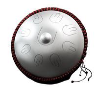Handpan Drum Hluru Tambour à langue en acier 14 pouces 9 notes D mineur Instrument de percussion professionnel main for yoga méditation débutant(Silver)