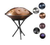 Handpan Drum Instrument 22 Pouces 432/440 Hz 9/10/12 Notes Tambour pour Handpan pour Méditation Yoga, Instrument de Percussion Professionnel Hand Pan Drum en Acier(Or,440HZ/9Note)