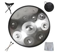 Handpan Drum Instrument 9/10/12 Notes 22 Pouces, 432/440 Hz D mineur tambour à langue, steel tongue drum, Instrument Handpan adulte pour Débutants, Professionnel(Silver,12 Notes(432Hz))