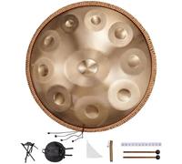 Handpan Drum Instrument 9/10/12 Notes 56cm, 440 Hz D Mineur Hand Pan Tambour Music, Créateur De Sons Éthérés Steel Tongues Drums Pour Débutants(Argent,9)