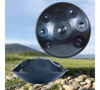 Handpan Drum Instrument 9 10 12Notes 22 Pouces, 432 440 Hz D Mineur Hand Pan Music, Tambour À Main 56cm en Acier, Handpan Adulte, Instruments de Musique À Percussion Ensemble(Blue,440HZ/10Note)