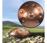 Handpan Drum Instrument 9 10 12Notes 22 Pouces, 432 440 Hz D Mineur Hand Pan Music, Tambour À Main 56cm en Acier, Handpan Adulte, Instruments de Musique À Percussion Ensemble(Gold,440HZ/12Note)