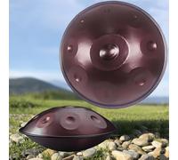 Handpan Drum Instrument 9 10 12Notes 22 Pouces, 432 440 Hz D Mineur Hand Pan Music, Tambour À Main 56cm en Acier, Handpan Adulte, Instruments de Musique À Percussion Ensemble(Brown,440HZ/12Note)