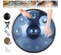 Handpan Drum Instrument 9/10 Notes, 22 Pouces en D Mineur - Tambour à Main en Acier Avec Sac Soft, 2 Maillets, Stand - Pour la Guérison Sonore, Méditation
