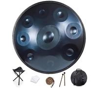 Handpan Drum Instrument 9/10 Notes, 22 Pouces En D Mineur - Tambour à Main En Acier Avec Sac Soft, 2 Maillets, Stand - Pour La Guérison Sonore, Méditation