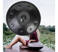 Handpan Drum Instrument Professionnel - 9/10/12Notes D Mineur Tambour À Main en Acier - Sac de Transport, Maillets Doux Support | Instrument de Percussion Méditative(Black,432HZ/12Note)