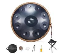 Handpan Drum Pour Adultes - Instrument À Percussion En Acier De Tambour À Main, 432 Hz/440 Hz, 22 Pouces, 9/10/12 Notes En Ré Mineur Harmonic Tambour À Main(Black,432HZ/9Note)
