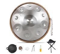Handpan Drum Pour Adultes - Instrument À Percussion En Acier De Tambour À Main, 432 Hz/440 Hz, 22 Pouces, 9/10/12 Notes En Ré Mineur Harmonic Tambour À Main(Silver,432HZ/10Note)