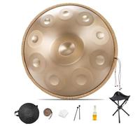 Handpan Drum Pour Adultes - Instrument À Percussion En Acier De Tambour À Main, 432 Hz/440 Hz, 22 Pouces, 9/10/12 Notes En Ré Mineur Harmonic Tambour À Main(Gold,440HZ/9Note)