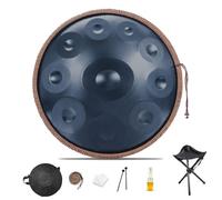 Handpan Drum Pour Adultes - Instrument À Percussion En Acier De Tambour À Main, 432 Hz/440 Hz, 22 Pouces, 9/10/12 Notes En Ré Mineur Harmonic Tambour À Main(Blue,432HZ/12Note)
