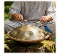 Handpan Drum Pour Débutant 56cm Steel Hand Pan Tongue Drums D Minor 9/10/12 Tons 432 Hz Tambour À Main Pour La Guérison Sonore, Méditation(Gold,10)
