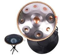 Handpan Drum Tambour à main 9/10/12 notes 22 pouces en acier percussion harmonique steel tongue drum pour la guérison du son, la méditation personnelle, le yoga(Gold and silver,9 Notes(432Hz))