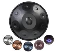 Handpan Drums D Minor, 432Hz/440Hz Instruments de Percussion à Tambour à Main pour Adultes, Avec Support de Hand Pan Drum/Sac de Transport/ 2 Marteaux à Tambour(Black,440HZ/9Note)