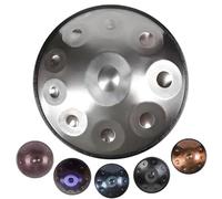 Handpan Drums D Minor, 432Hz/440Hz Instruments de Percussion à Tambour à Main pour Adultes, Avec Support de Hand Pan Drum/Sac de Transport/ 2 Marteaux à Tambour(Silver,440HZ/10Note)