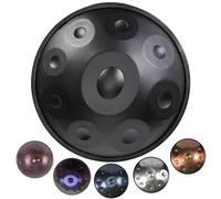 Handpan Drums D Minor, 432Hz/440Hz Instruments de Percussion à Tambour à Main pour Adultes, Avec Support de Hand Pan Drum/Sac de Transport/ 2 Marteaux à Tambour(Black,440HZ/10Note)