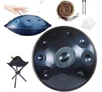Handpan Drums D Minor Kurd 9/10/12 Note Instrument de percussion à tambour en acier for performance professionnelle, 432 Hz/440 Hz, Noir - 12 notes, 440(Blue - 12 Notes)