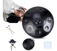 Handpan Drums De 432Hz/440Hz, Steel Tongue Drum De 9/10/ 12 Notes, Instrument Drum Pour Débutants Et Professionnels, Hand Pan Drum De 55cm Avec Tous Les Accessoires (Size : 440Hz, Color : BLACK_10