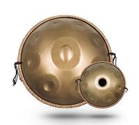 Handpan Drums Sets D Minor 17 Notes Tambour à Main en Acier de 22 Pouces avec Sac à Main Souple, 2 Maillets à Handpan, Support à Handpan (Or, 440HZ/432HZ)