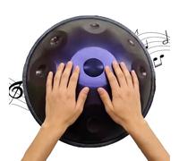 Handpan en Acier de 22 Pouces en Ré Mineur, 9/10/12notes 432/440 Hz, Instruments de Musique À Percussion Ensemble de Tambour À Main, Steel Tongue Drum Adulte pour Débutants(Purple,432HZ/12Note)