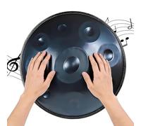 Handpan en Acier de 22 Pouces en Ré Mineur, 9/10/12notes 432/440 Hz, Instruments de Musique À Percussion Ensemble de Tambour À Main, Steel Tongue Drum Adulte pour Débutants(Blue,440HZ/9Note)