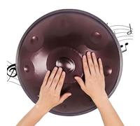 Handpan en Acier de 22 Pouces en Ré Mineur, 9/10/12notes 432/440 Hz, Instruments de Musique À Percussion Ensemble de Tambour À Main, Steel Tongue Drum Adulte pour Débutants(Brown,440HZ/12Note)