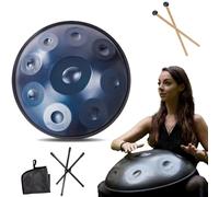 Handpan En Ré Mineur - 432 Hz / 440 Hz (9/10/12 Notes) - Tongue Drum En Acier De 22 Pouces - Instruments De Musique À Percussion Ensemble De Tambour À Main, Pour La Sonothérapie(Blue,440HZ/9Note)