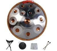 Handpan Harmonique Tambour Hand Pan 9 10 12 14 Notes Instrument De Percussion Professionnel Handpan en Acier avec Sac De Voyage Décoration De Corde Et Maillets pour La Médit, Gold Eye, 12Notes