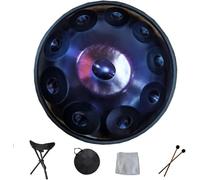 Handpan Harmonique Tambour Hand Pan 9 10 12 14 Notes Instrument De Percussion Professionnel Handpan en Acier avec Sac De Voyage Décoration De Corde Et Maillets pour La Médit, Purple, 10Notes