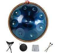 Handpan Harmonique Tambour Hand Pan 9 10 12 14 Notes Instrument De Percussion Professionnel Handpan en Acier avec Sac De Voyage Décoration De Corde Et Maillets pour La Médit, Blue, 9Notes