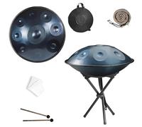 Handpan Instrument 12 Notes 440 Hz 22 Pouces In Hand Pan Drum In D Minor Percussion,Tambour À En Acier Sac Soft Handpan, Maillets,Stand Pour La Guérison, Méditation(Blue,432hz 12 Notes)